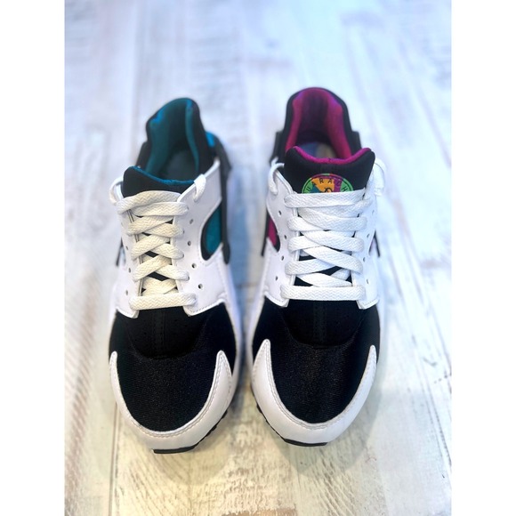 Nike Air Huarache Kids Shoes White Black Teal Pink Size Youth - Picture 3 of 7